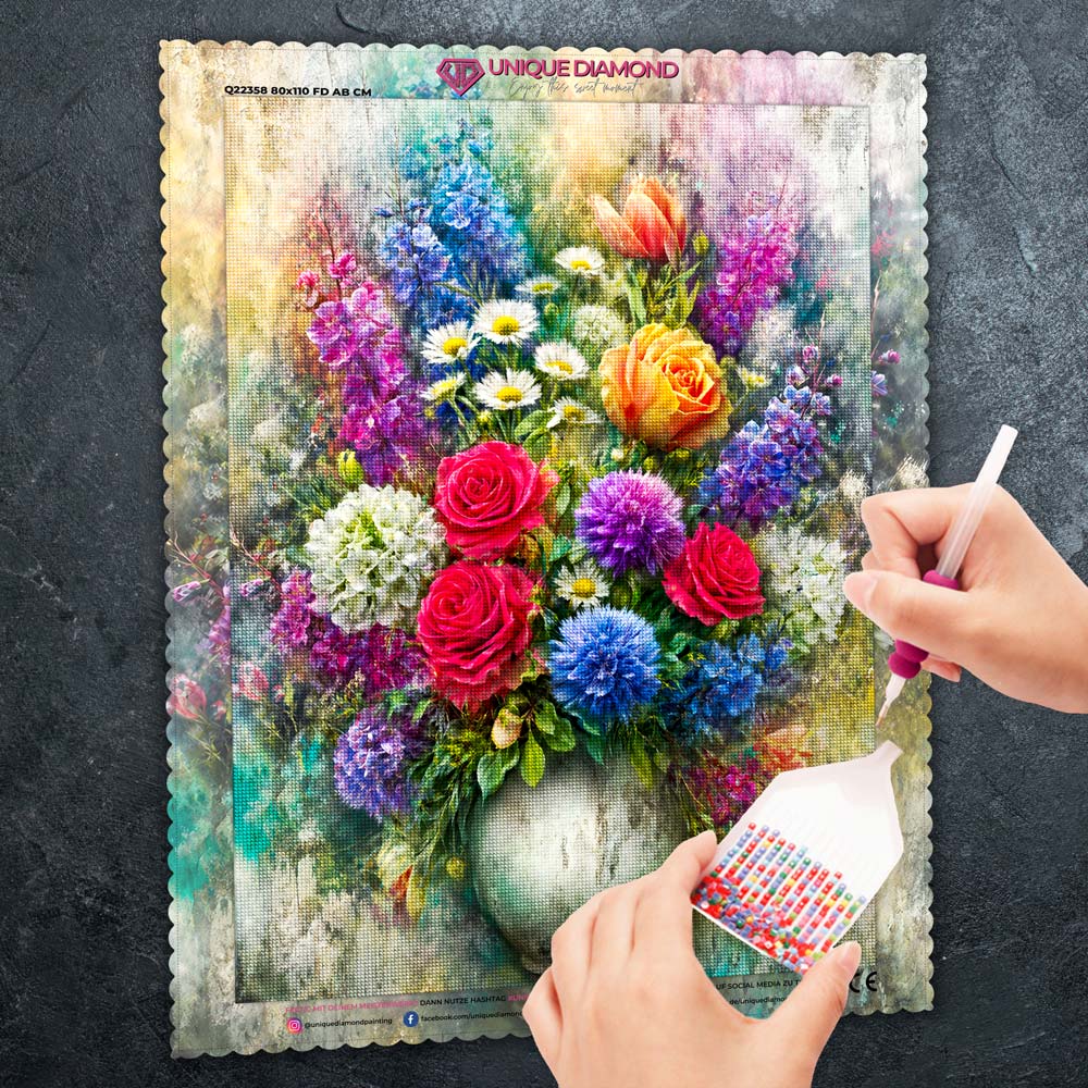 5D Diamond Painting – Symphonie der Blütenfarben