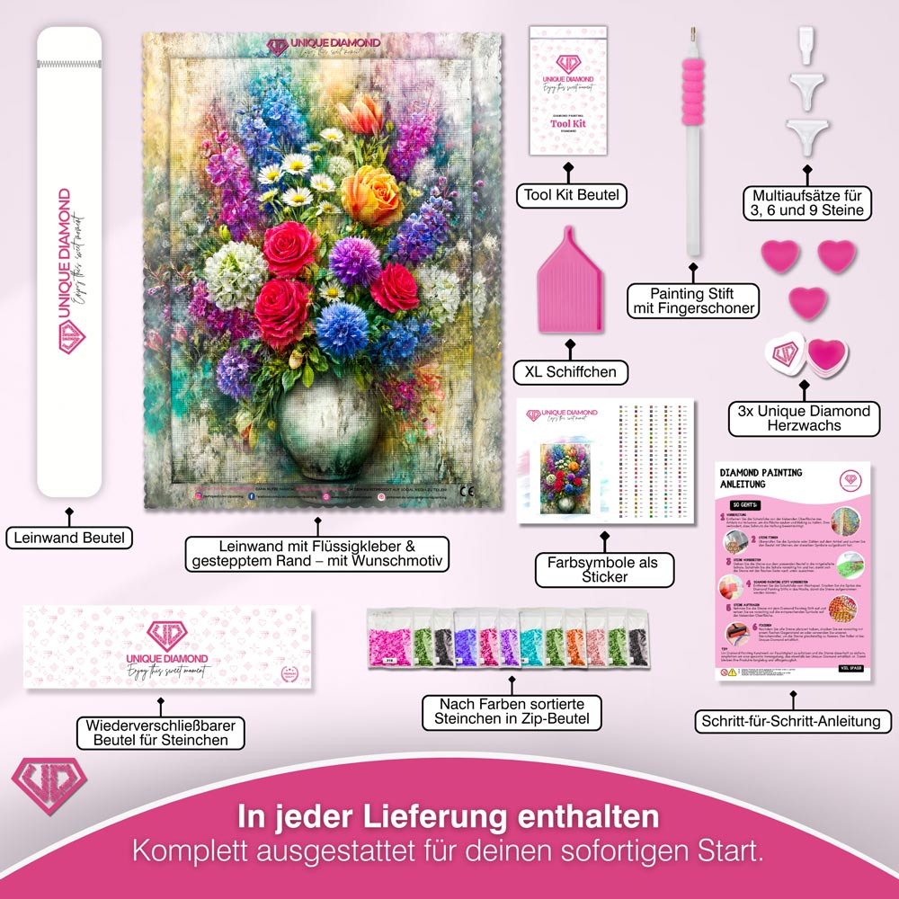 5D Diamond Painting – Symphonie der Blütenfarben