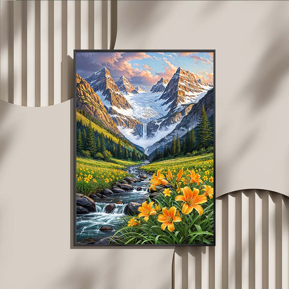 5D Diamond Painting – Tal der goldenen Lilien, Unique-Diamond