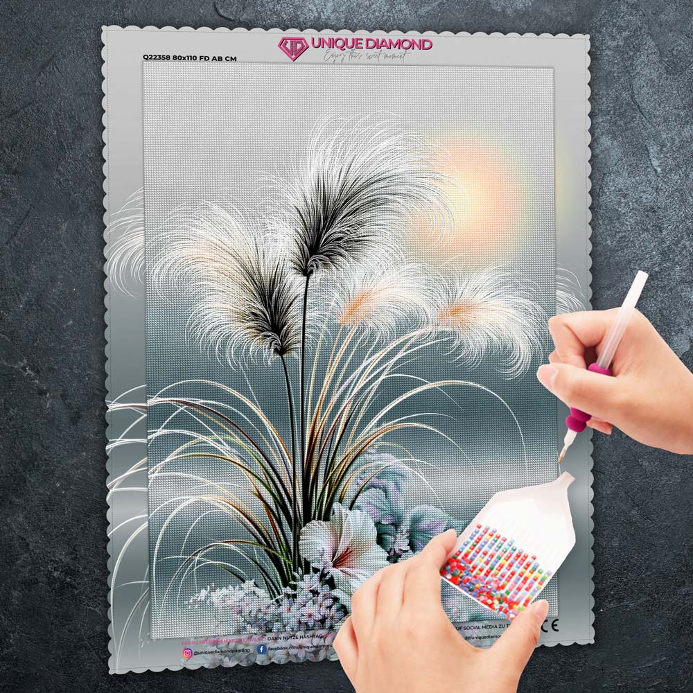 5D Diamond Painting – Tanz der Silberfedern