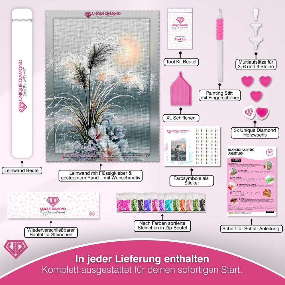 5D Diamond Painting – Tanz der Silberfedern