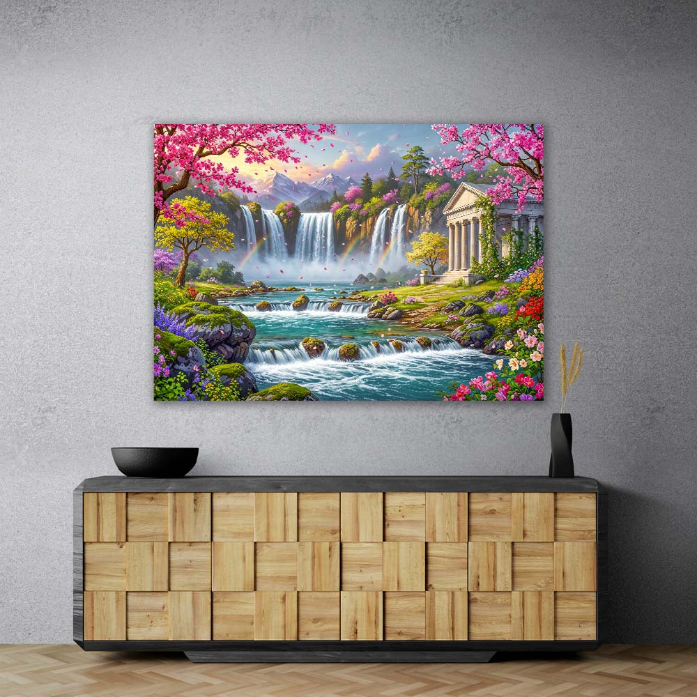 5D Diamond Painting – Tempel der Regenbogenquellen, Unique-Diamond