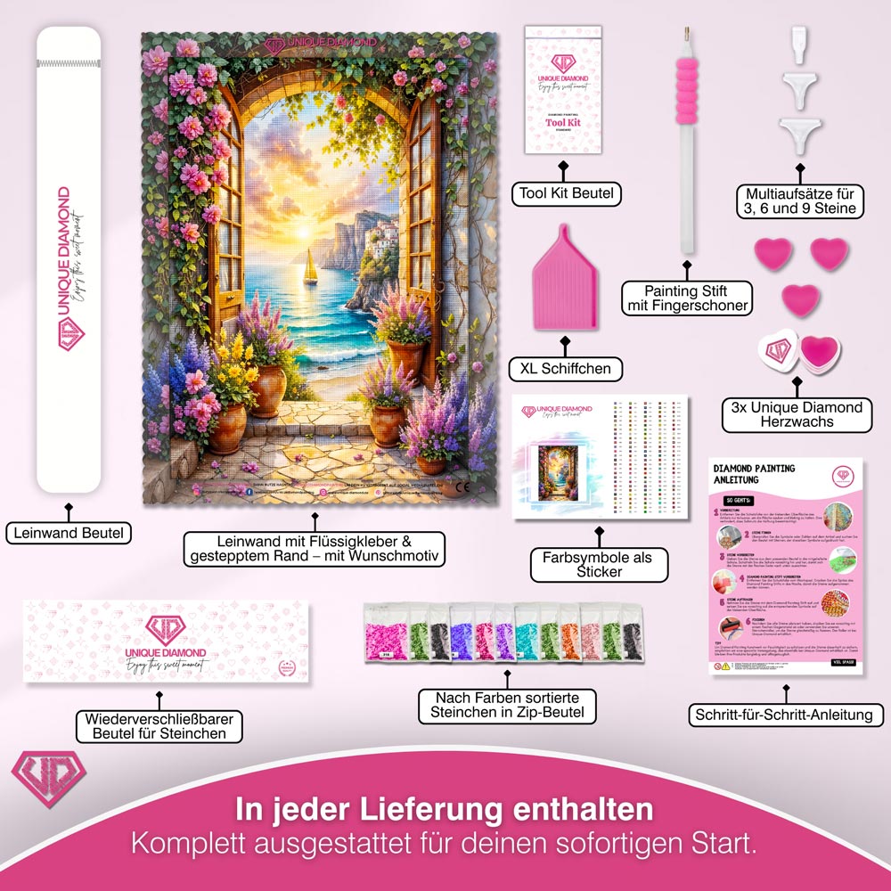 5D Diamond Painting – Tor zur goldenen Küste