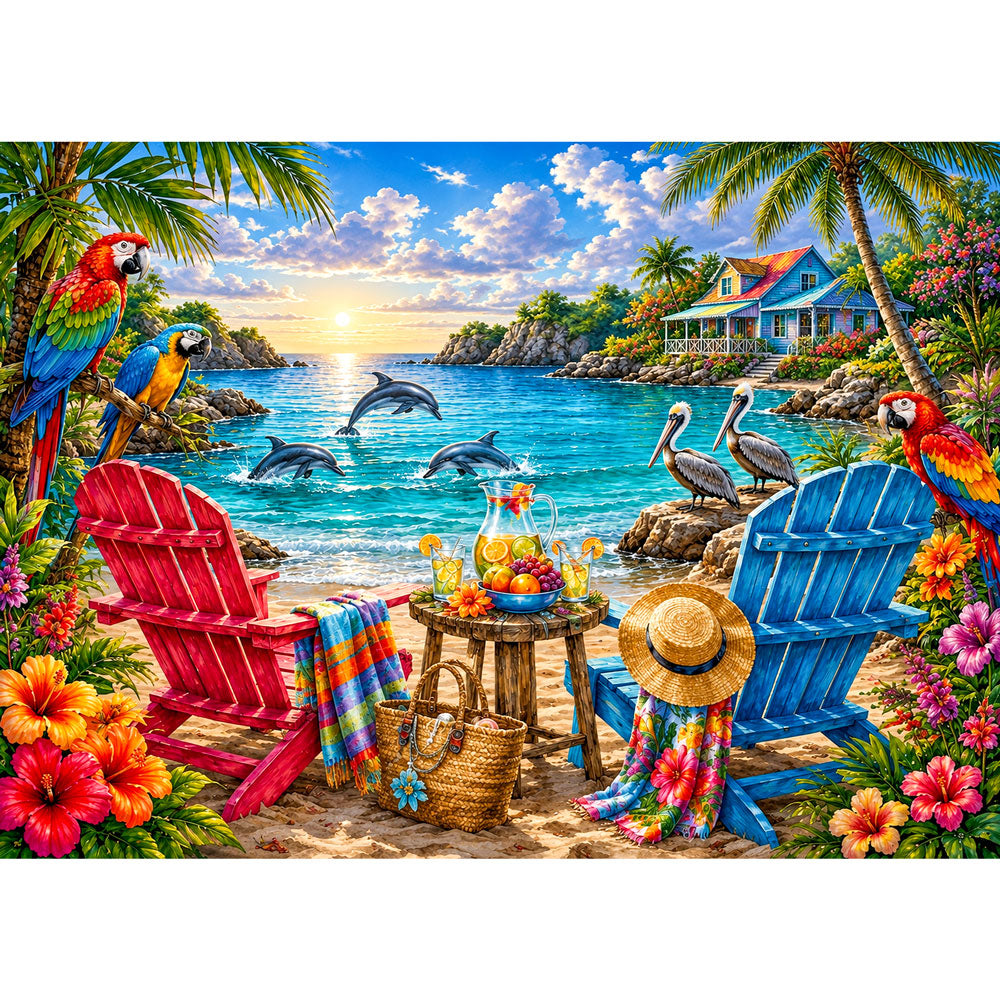 5D Diamond Painting – Tropisches Paradies „Isla Maravilla“ | Unique Diamond