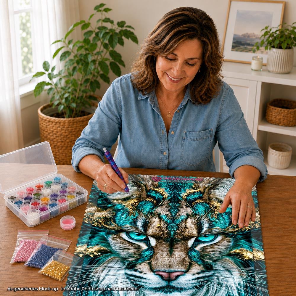5D Diamond Painting – Türkiser Blick der Wildnis