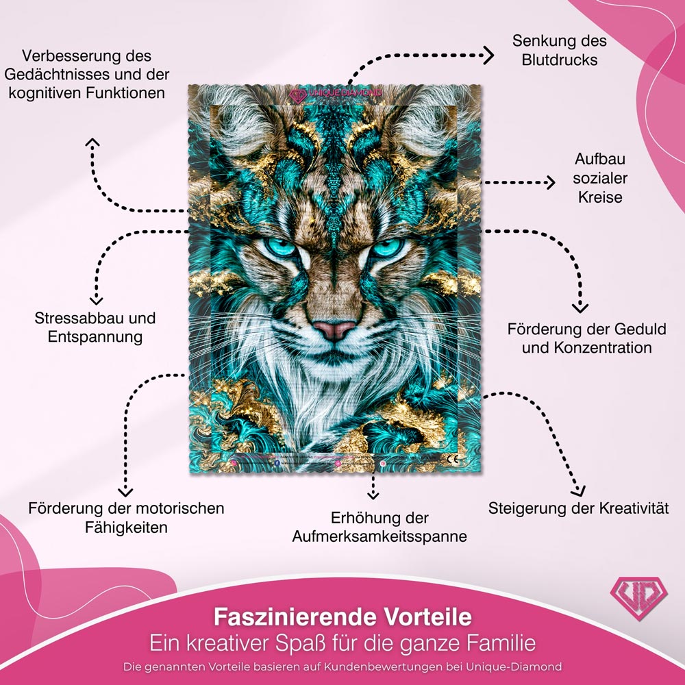 5D Diamond Painting – Türkiser Blick der Wildnis