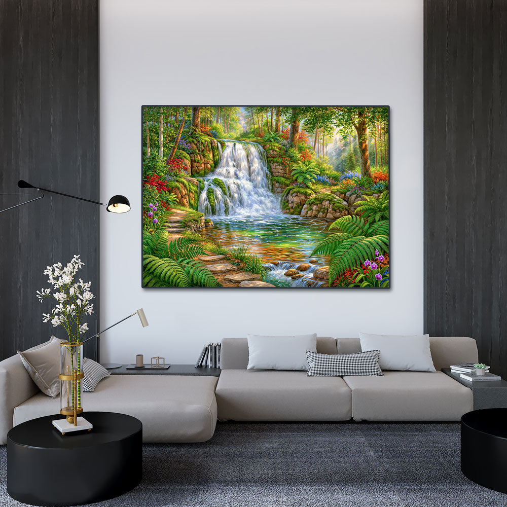 5D Diamond Painting – Verborgene Oase im Zauberwald