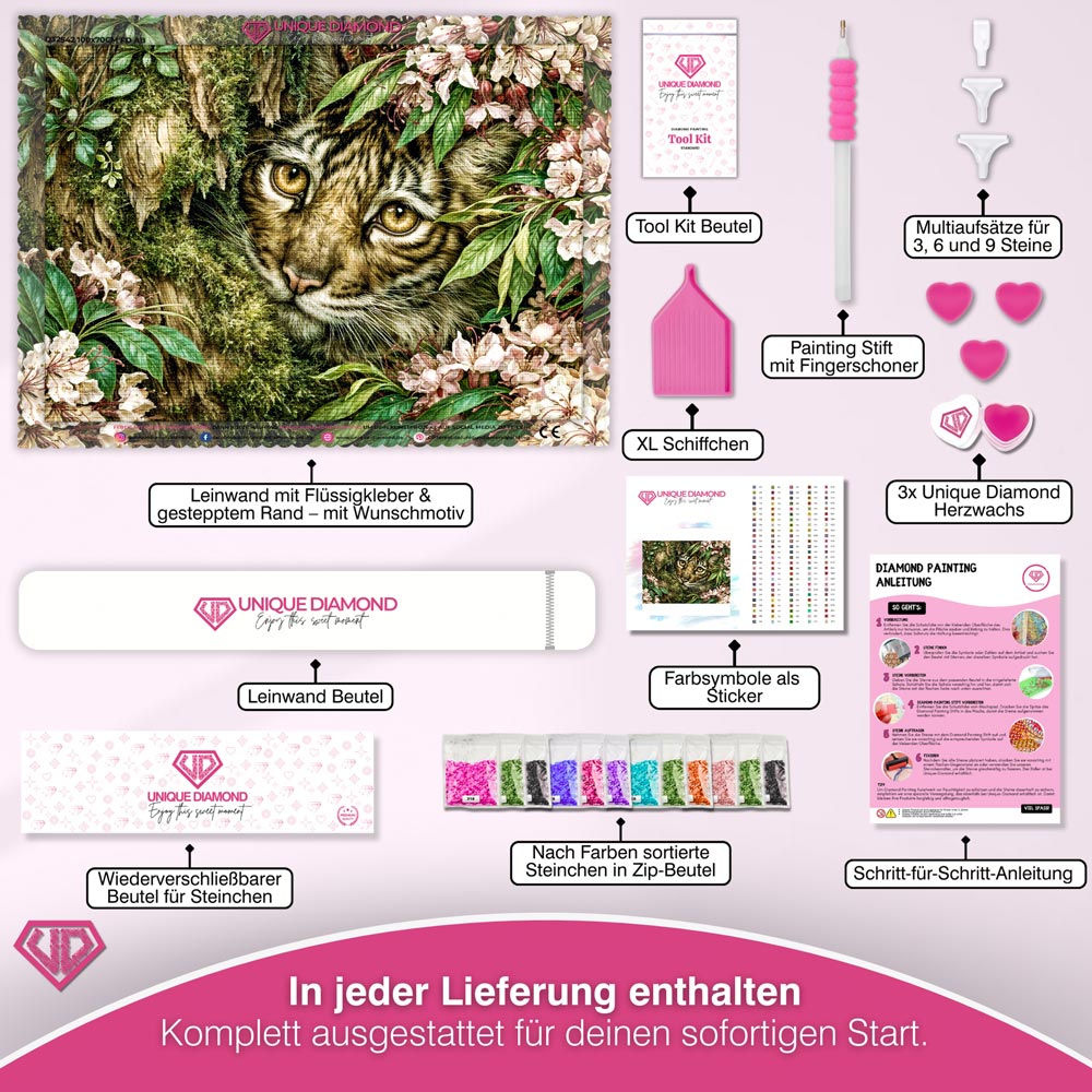 5D Diamond Painting – Verborgener Blick des Dschungeltigers