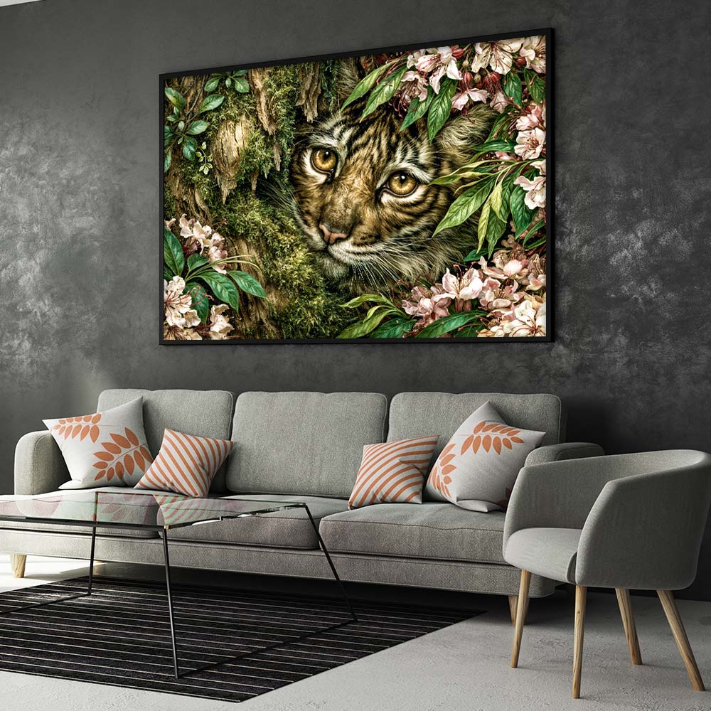 5D Diamond Painting – Verborgener Blick des Dschungeltigers
