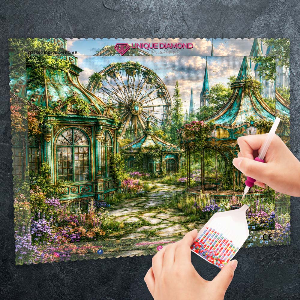 5D Diamond Painting – Vergessener Garten der Karussellträume
