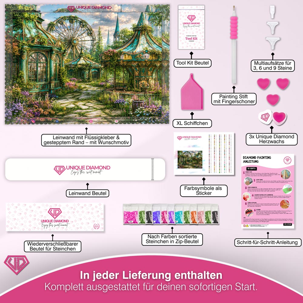 5D Diamond Painting – Vergessener Garten der Karussellträume