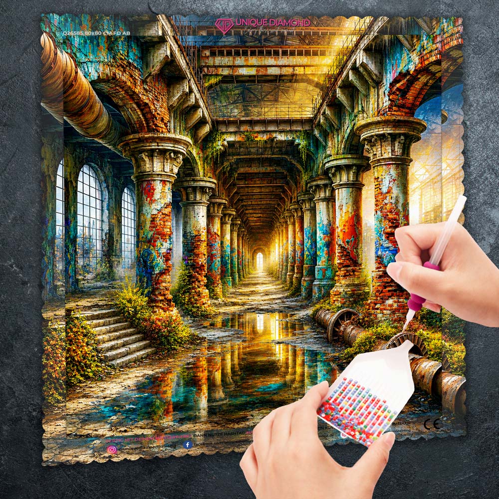 5D Diamond Painting – Verlassene Industriekathedrale