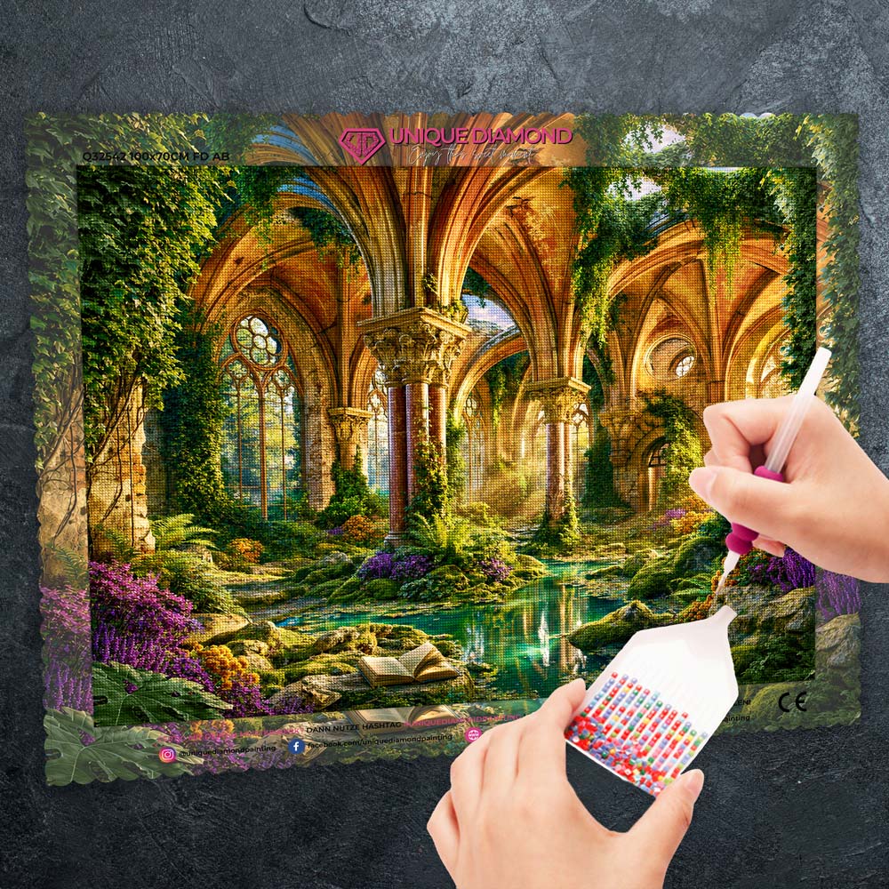 5D Diamond Painting – Verwunschene Klosteroase