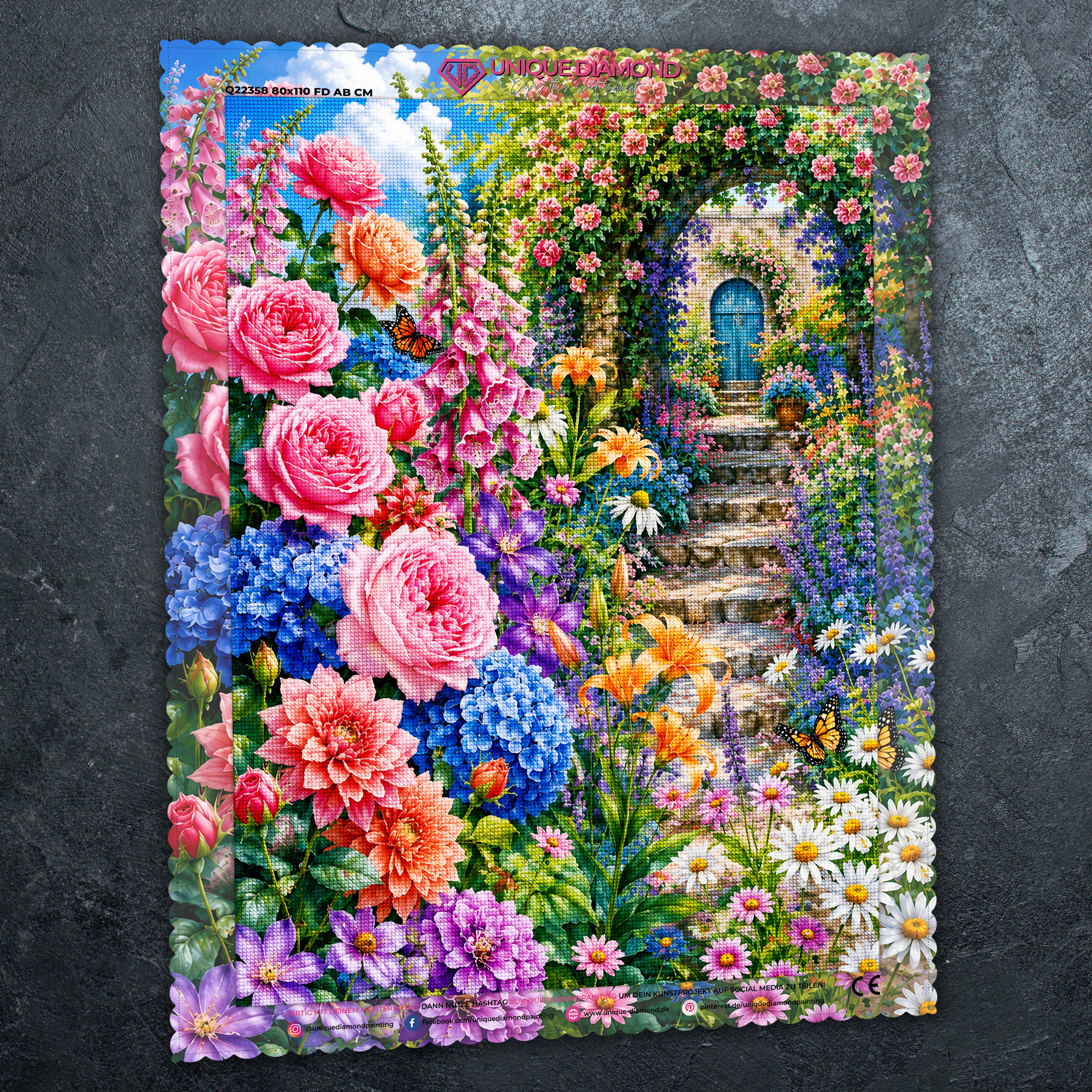 5D Diamond Painting – Verzauberter Blütenpfad