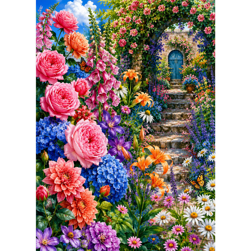 5D Diamond Painting – Verzauberter Blütenpfad | Unique Diamond
