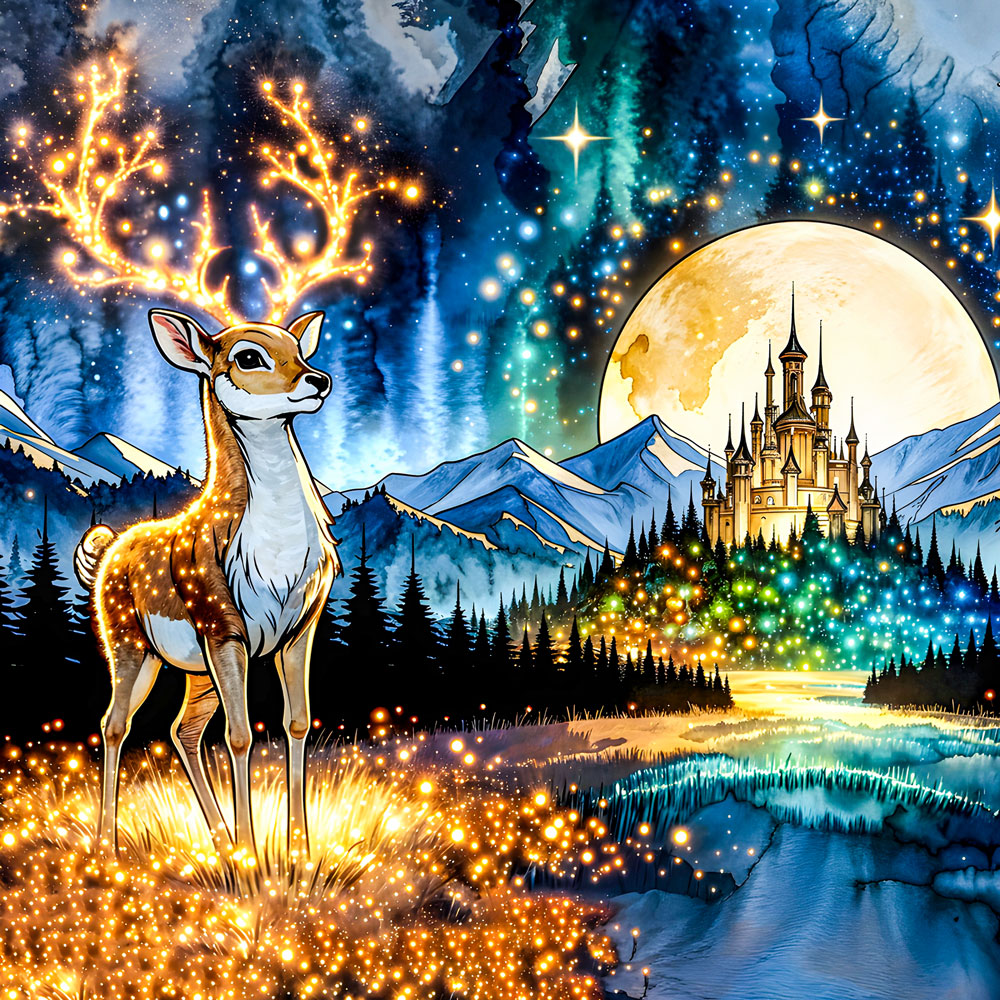 5D Diamond Painting – Wächter des Lichtschlosses, Unique-Diamond