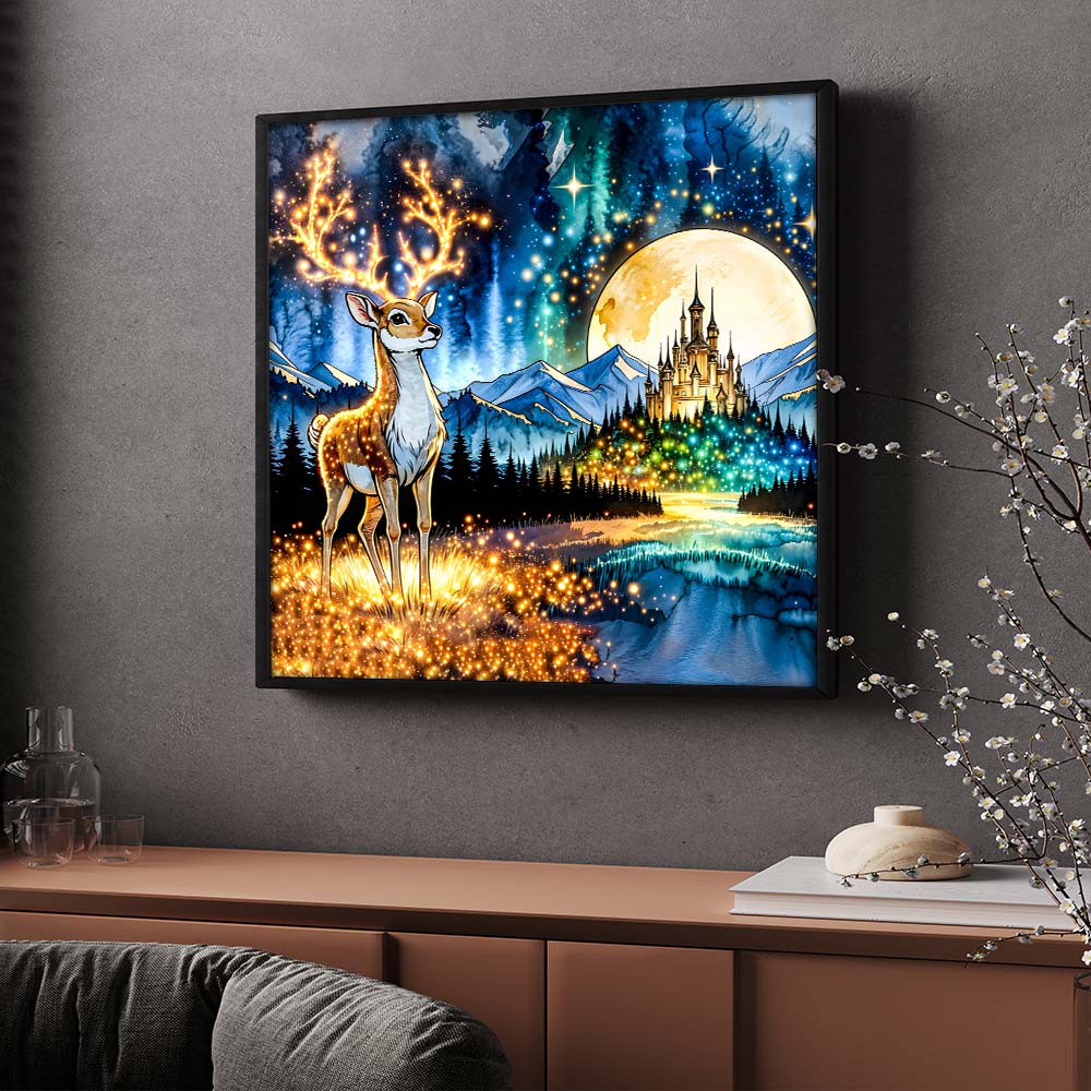5D Diamond Painting – Wächter des Lichtschlosses, Unique-Diamond