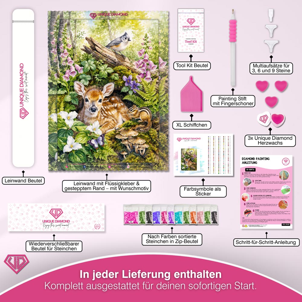 5D Diamond Painting – Waldlicht der Frühlingsruhe