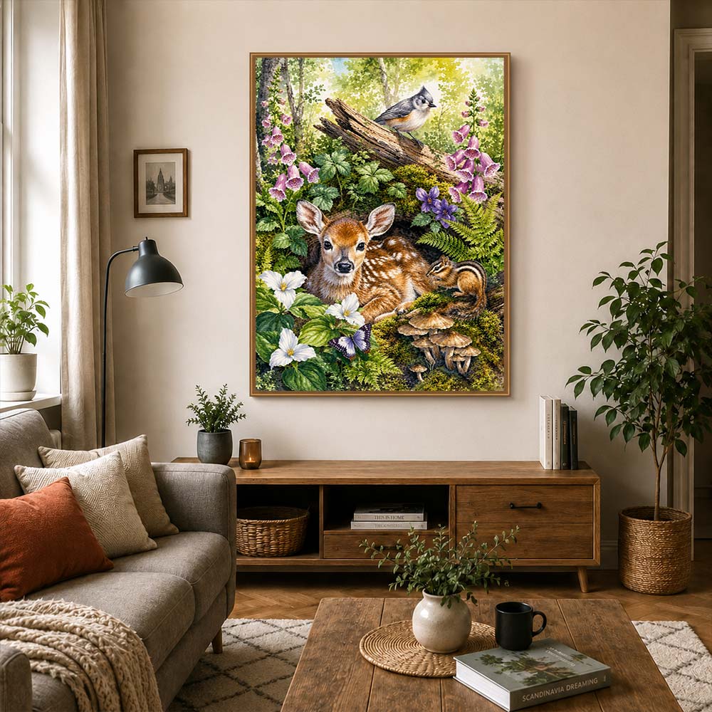 5D Diamond Painting – Waldlicht der Frühlingsruhe