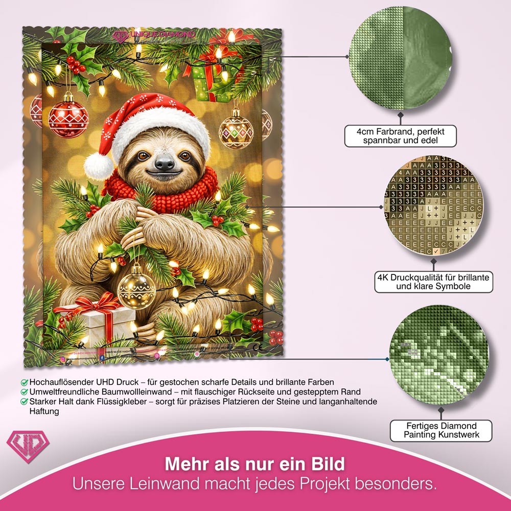 5D Diamond Painting – Weihnachts-Faultier der Freude