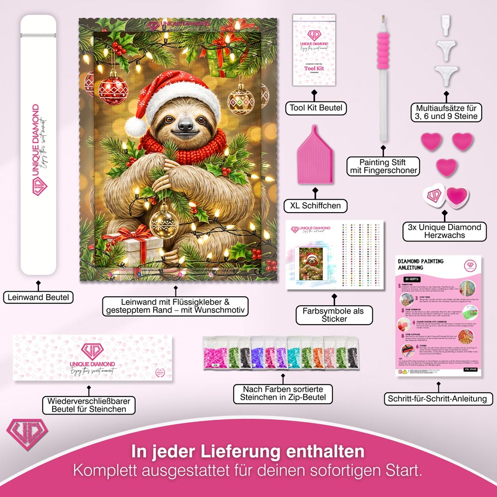5D Diamond Painting – Weihnachts-Faultier der Freude