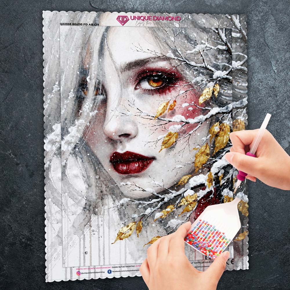 5D Diamond Painting – Wintergeist der Goldenen Blätter