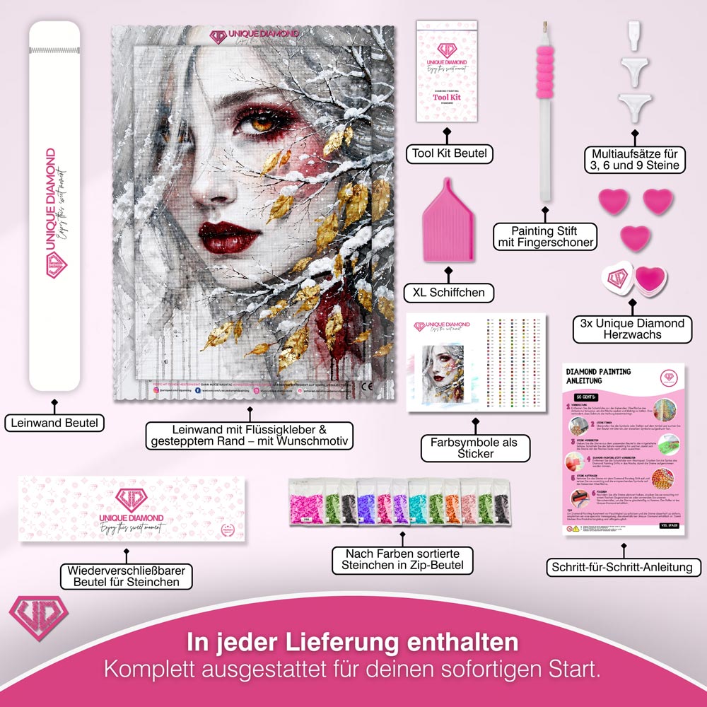 5D Diamond Painting – Wintergeist der Goldenen Blätter
