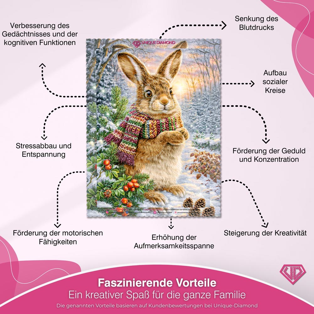 5D Diamond Painting – Winterhase im Kuschelschal