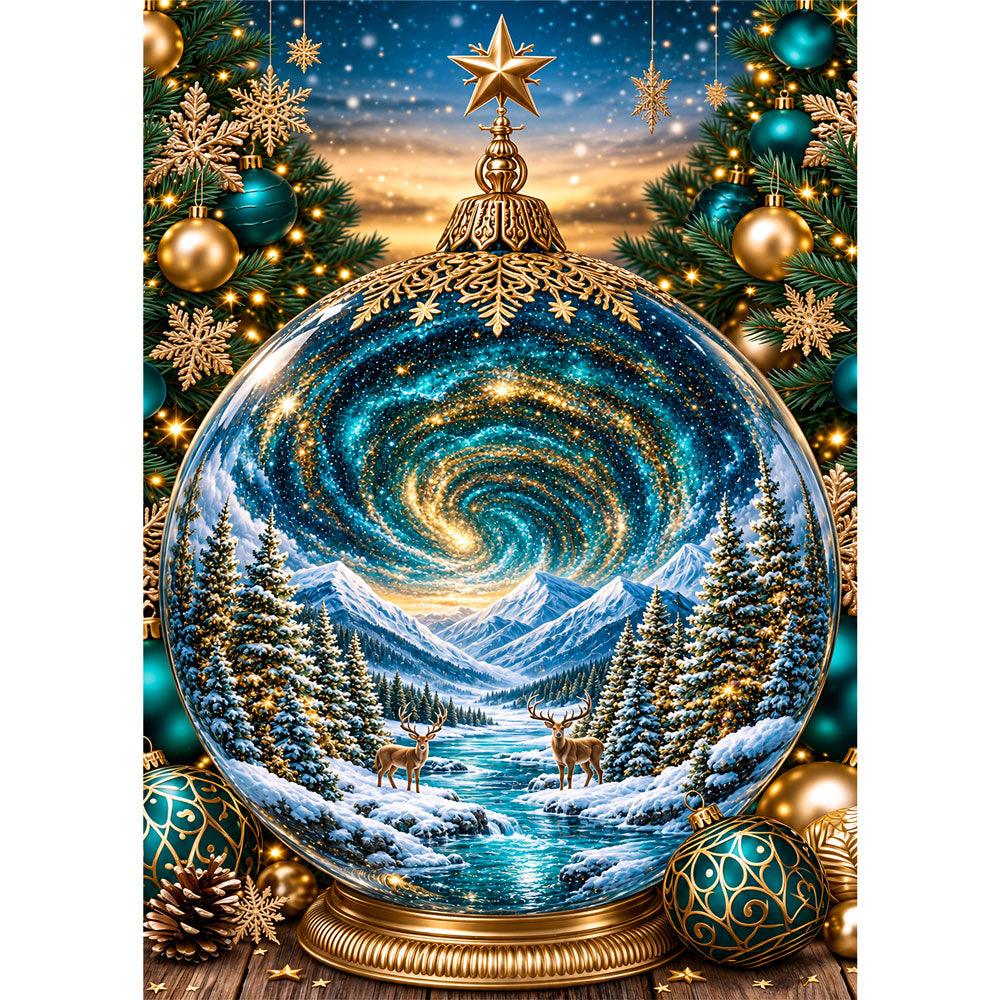 5D Diamond Painting – Winterkosmos im Weihnachtszauber | Unique Diamond