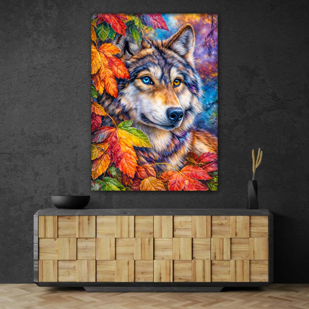 5D Diamond Painting – Wolf Kaelan im Herbstglanz