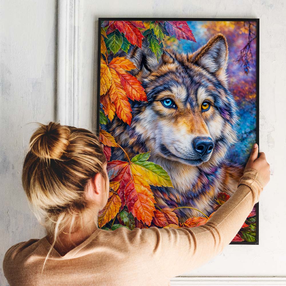 5D Diamond Painting – Wolf Kaelan im Herbstglanz