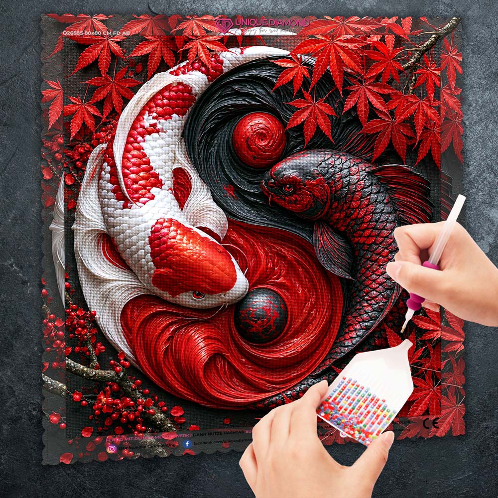 5D Diamond Painting – Yin Yang Koi der roten Harmonie