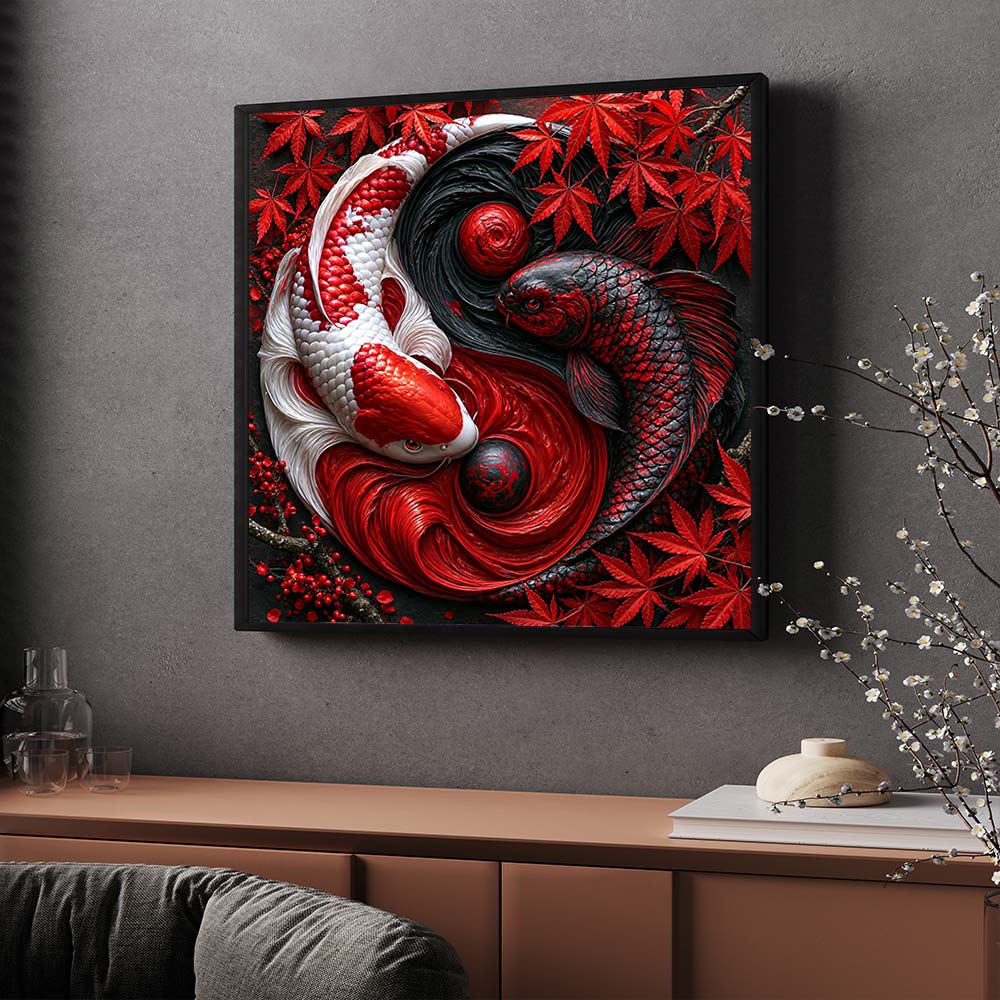 5D Diamond Painting – Yin Yang Koi der roten Harmonie