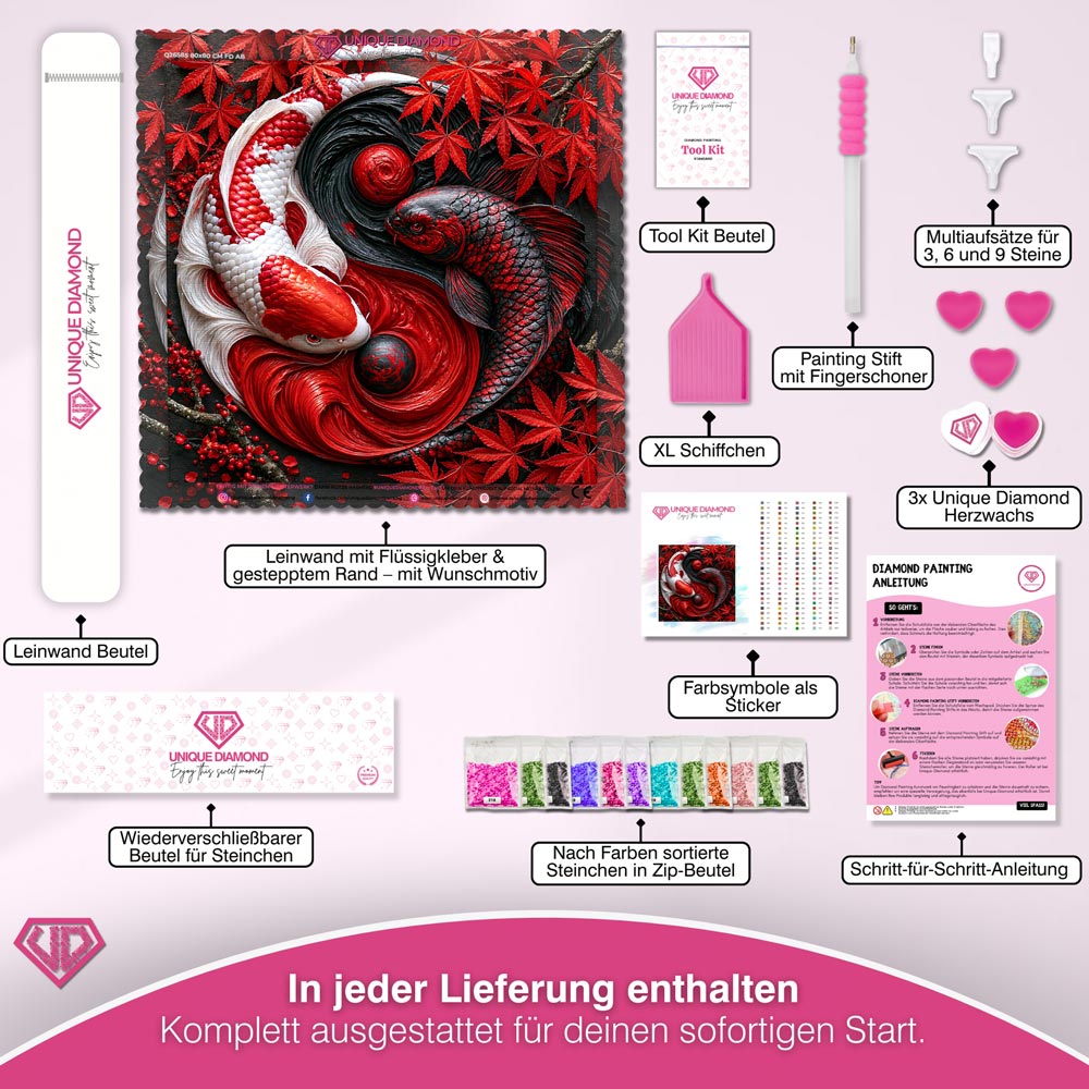 5D Diamond Painting – Yin Yang Koi der roten Harmonie