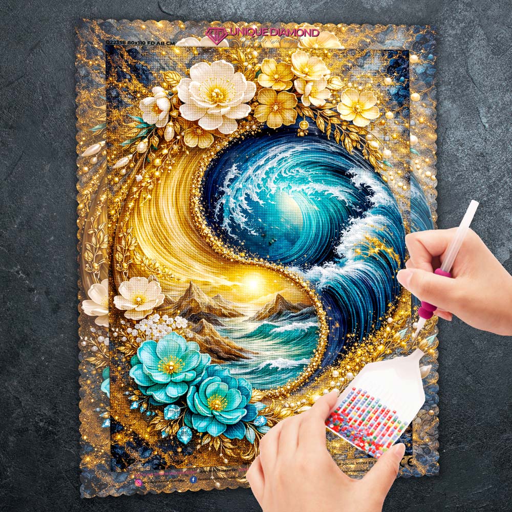 5D Diamond Painting – Yin Yang Ocean Bloom