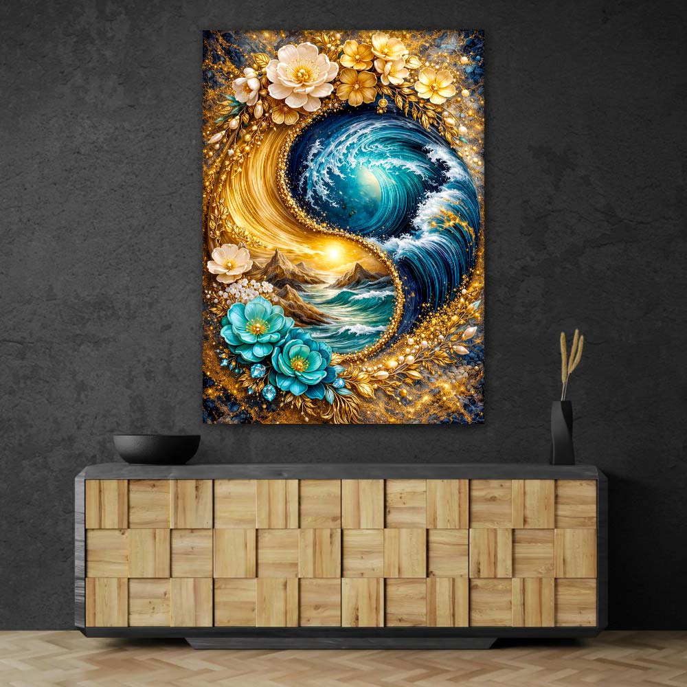 5D Diamond Painting – Yin Yang Ocean Bloom