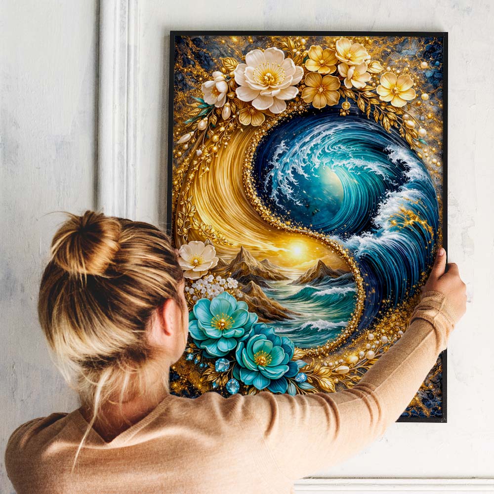 5D Diamond Painting – Yin Yang Ocean Bloom