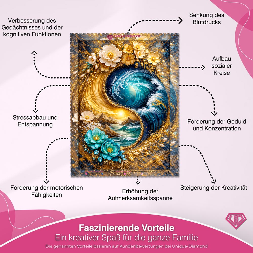 5D Diamond Painting – Yin Yang Ocean Bloom