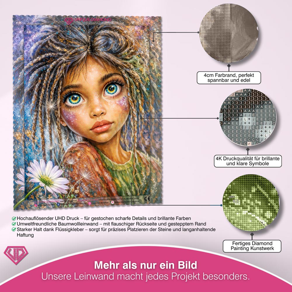 5D Diamond Painting – Zauberkind Elina im Sternenlicht