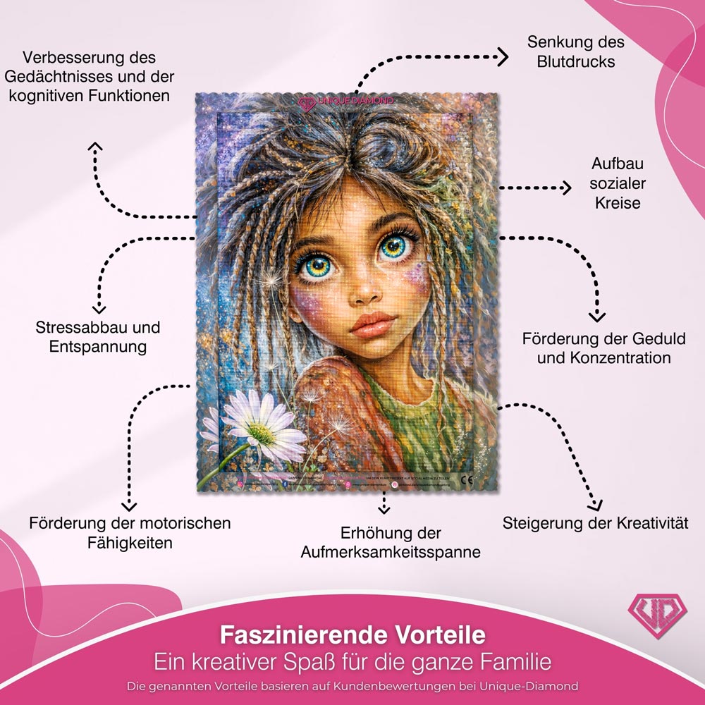 5D Diamond Painting – Zauberkind Elina im Sternenlicht