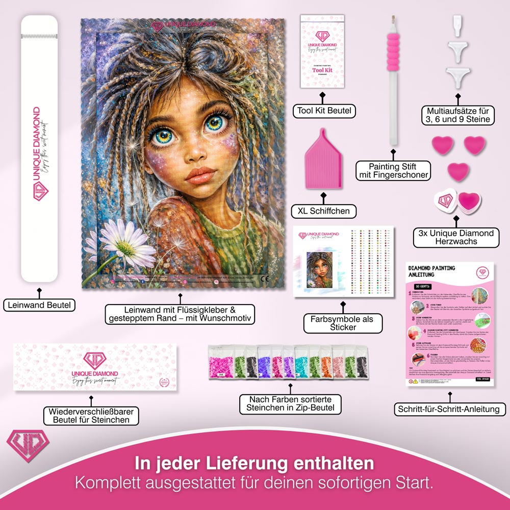 5D Diamond Painting – Zauberkind Elina im Sternenlicht