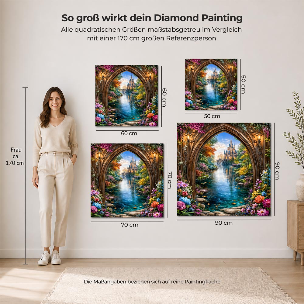 5D Diamond Painting – Zauberschloss am Kristallfluss