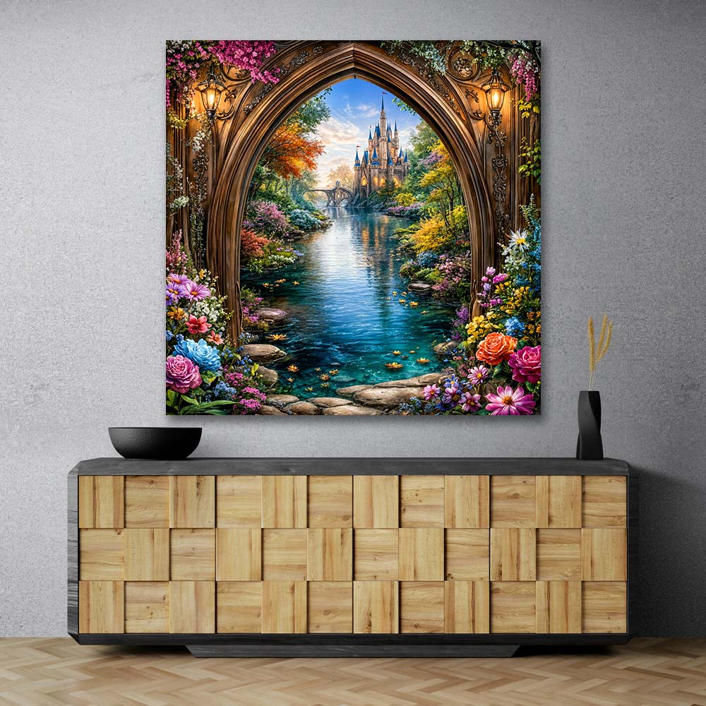 5D Diamond Painting – Zauberschloss am Kristallfluss