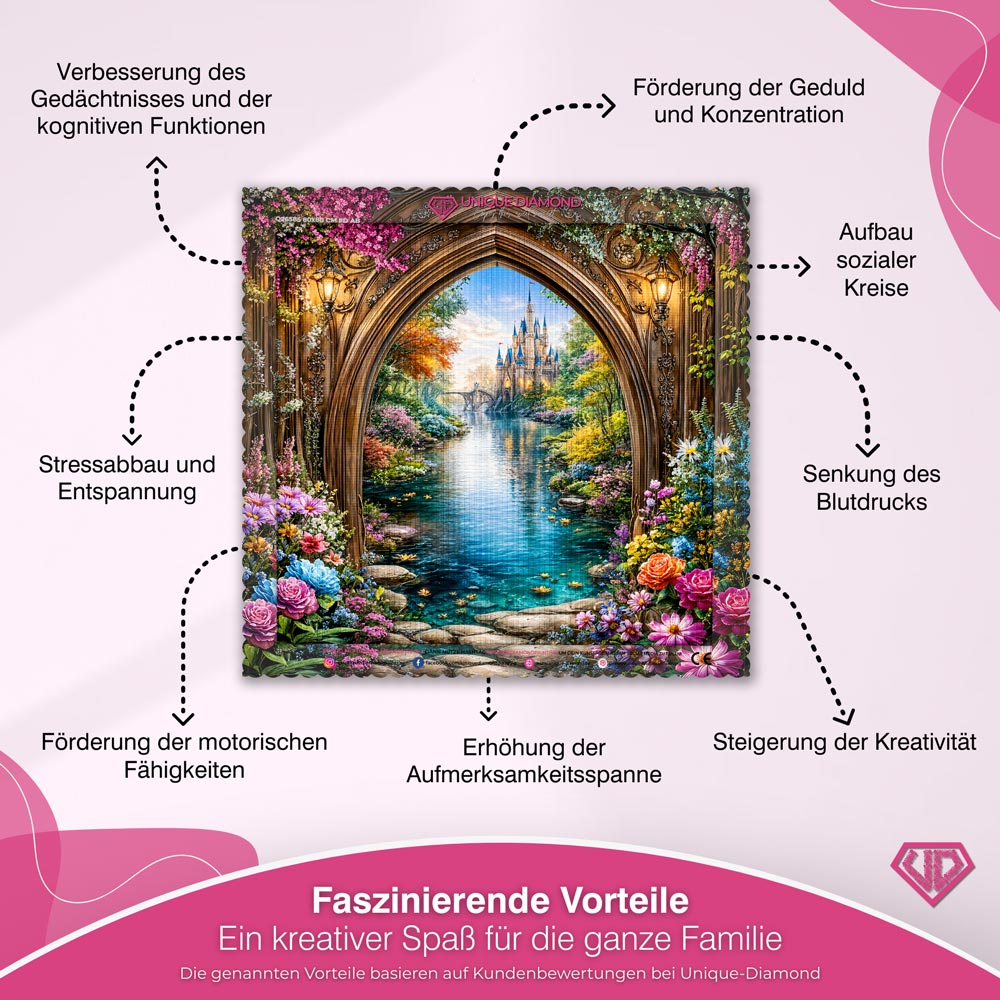 5D Diamond Painting – Zauberschloss am Kristallfluss