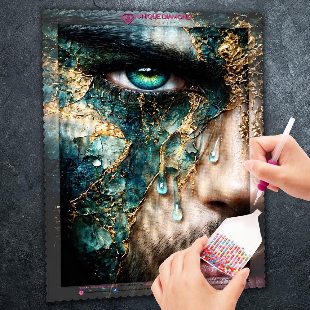 5D Diamond Painting – Zerbrochene Seele in Smaragd & Gold