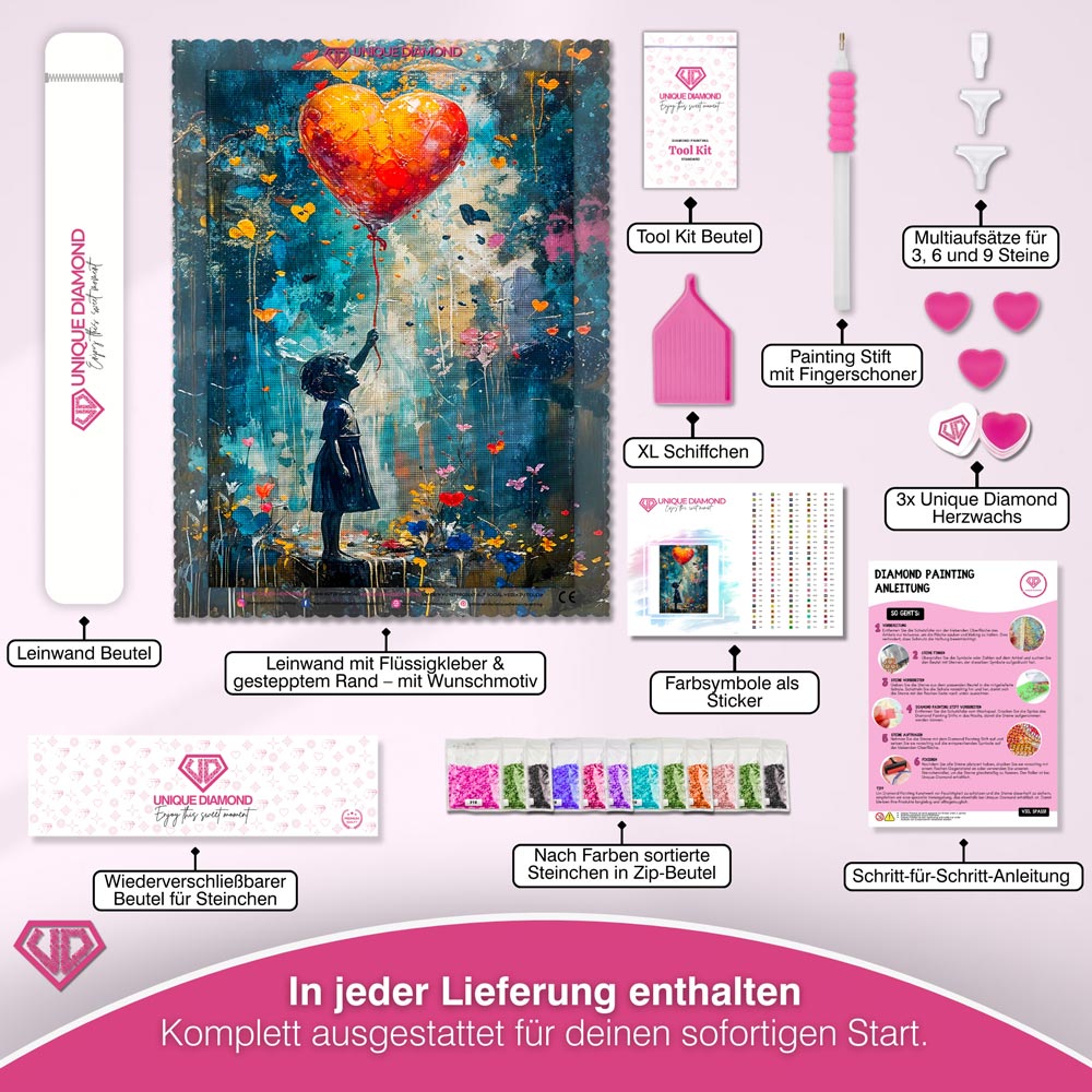 5D Diamond Painting - Herzballon der Hoffnung Unique-Diamond
