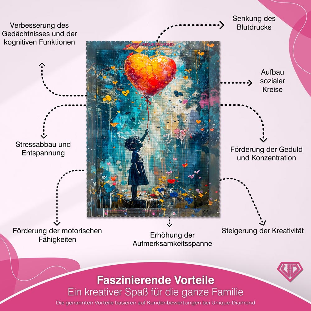 5D Diamond Painting - Herzballon der Hoffnung Unique-Diamond