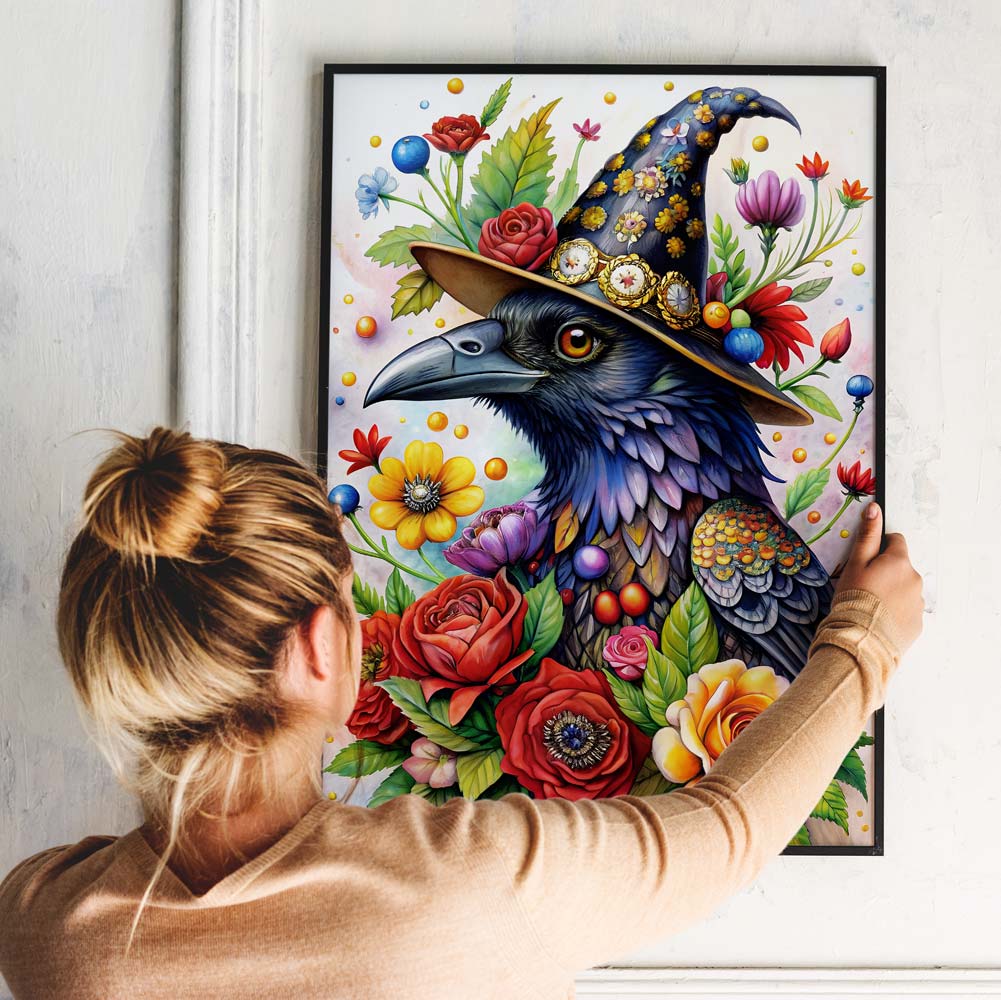 5D Diamond Painting mit AB-Effekt - Magischer Rabe, Unique-Diamond