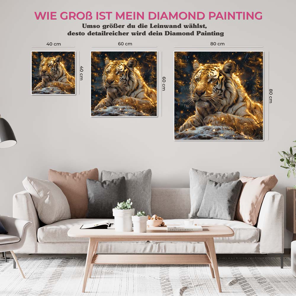 5D Diamond Painting mit AB-Effekt - Tiger im Winterwald mit 100 Farben, Unique-Diamond