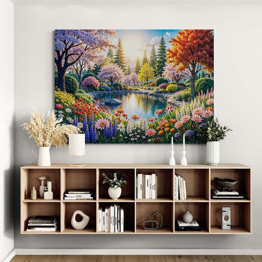 5D Diamond Painting mit AB-Effekt - Zauberhafte Gartenidylle mit 100 Farben, Unique-Diamond